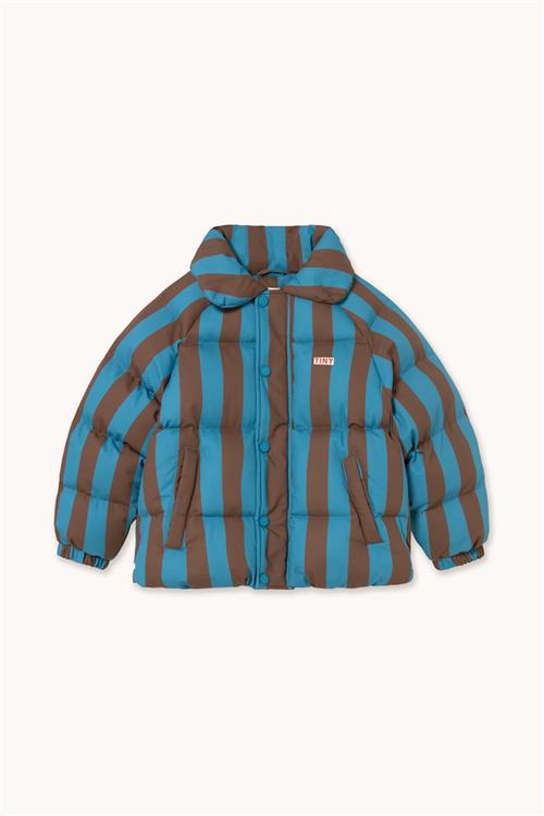 Tinycottons Blue-Cacao Stripes Short Padded Jacket Dark Cyan-6y  Blå  6 år  Drenge