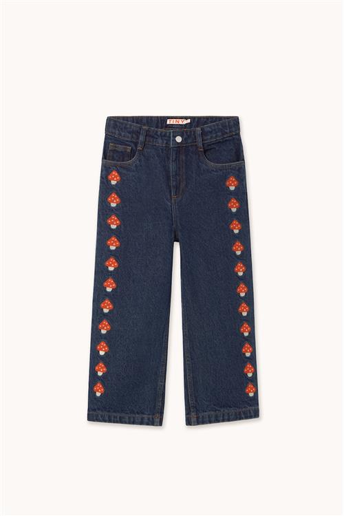 Tinycottons Mini Mushrooms Embroidered Denim Pant Denim Dark Wash -6y  Blå  6 år  Drenge, Piger