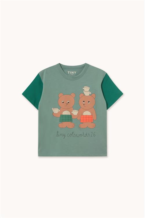 Tinycottons Tiny Tea Room Graphic Tee Teal-8y  Blå  8 år  Drenge, Piger