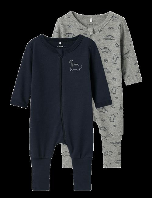 name it | Nbmnightsuit 2P Zip Ff Grey Dino Noos | 80