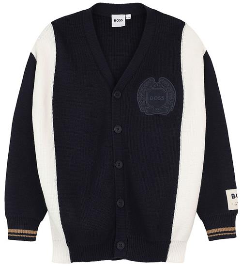 BOSS Cardigan - Strik - Navy/Hvid