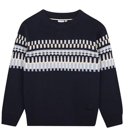 BOSS Bluse - Strik - Navy m. Mønster