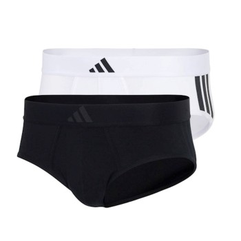 adidas 2P Active Flex Cotton 3 Stripes Brief Hvid/Sort bomuld Small Herre