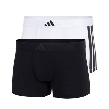 adidas 2P Active Flex Cotton 3 Stripes Low Rise Trunk Hvid/Sort bomuld Medium Herre