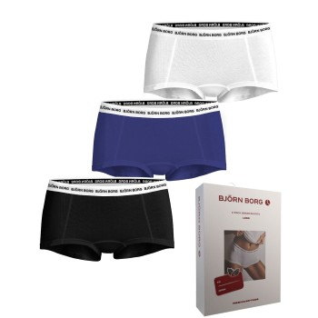 Björn Borg Trusser 3P Everyday Cotton Boxer Shorts Sort/Blå bomuld Small Dame