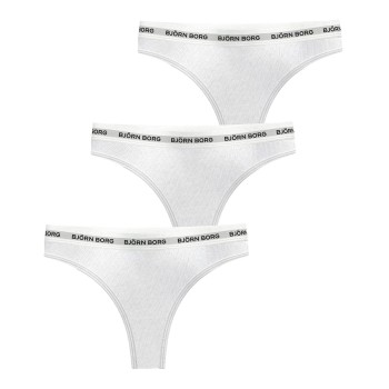 Björn Borg Trusser 3P Logo Thong Hvid bomuld Small Dame