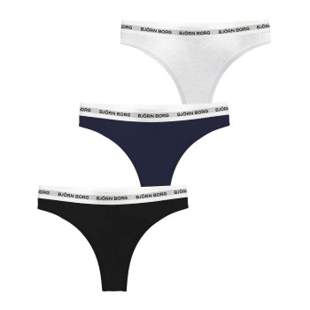 Björn Borg Trusser 3P Logo Thong Flerfarvet bomuld Medium Dame