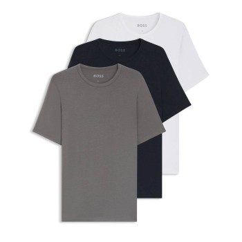 BOSS 3P Bamboo RN T-Shirt Sort/Hvid Bambus X-Large Herre