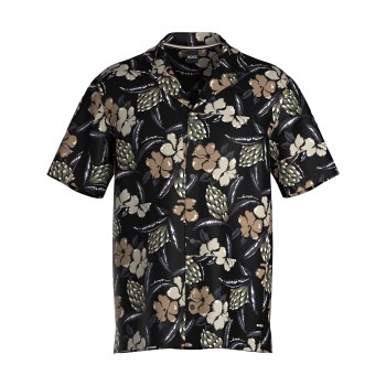 BOSS Beach Shirt Sort Mønster viskose Medium Herre