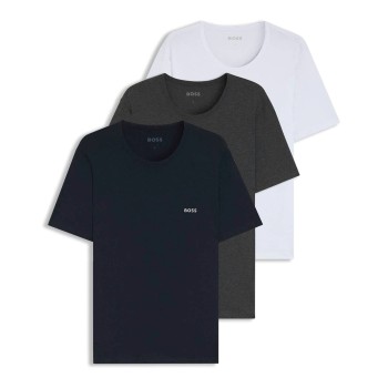BOSS 3P Classic Crew Neck T-shirt Hvid/Grå bomuld Large Herre