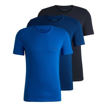 BOSS 3P Classic Regular Fit T ShirtRN Sort/Blå bomuld Small Herre
