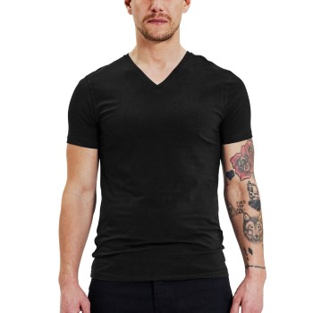Bread & Boxers Bread and Boxers Cotton Stretch V-Neck T-shirt 2P Sort økologisk bomuld X-Small Herre