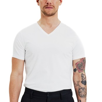 Bread & Boxers Bread and Boxers Cotton Stretch V-Neck T-shirt 2P Hvid økologisk bomuld X-Small Herre