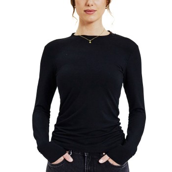 Bread & Boxers Bread and Boxers Long Sleeve Soft Fiber T-Shirt Sort viskose Medium Dame