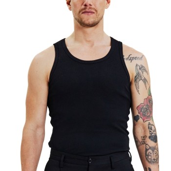 Bread & Boxers Bread and Boxers Ribbed Tank Top 2P Sort økologisk bomuld XX-Large Herre