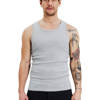 Bread & Boxers Bread and Boxers Ribbed Tank Top 2P Grå økologisk bomuld XX-Large Herre