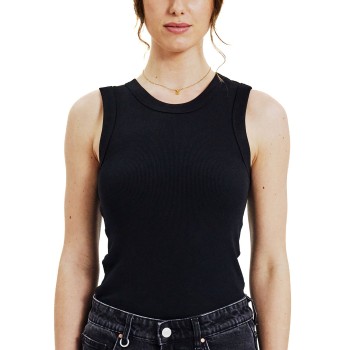 Bread & Boxers Bread and Boxers Tank Crew Neck Ribbed Sort økologisk bomuld X-Large Dame