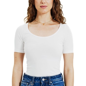 Bread & Boxers Bread and Boxers T-Shirt Scoop Neck Hvid økologisk bomuld Small Dame