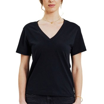 Bread & Boxers Bread and Boxers V-Neck Regular Tee Sort økologisk bomuld Large Dame
