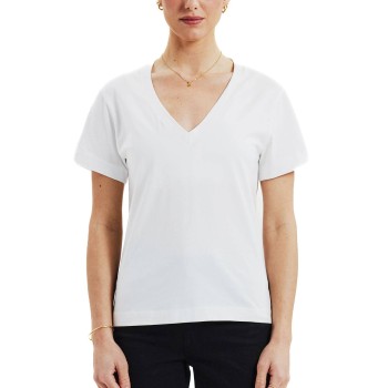 Bread & Boxers Bread and Boxers V-Neck Regular Tee Hvid økologisk bomuld Small Dame