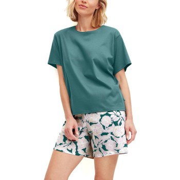 Calida Botanic Dreams Short Pyjamas Set Jade/Grøn bomuld Large Dame