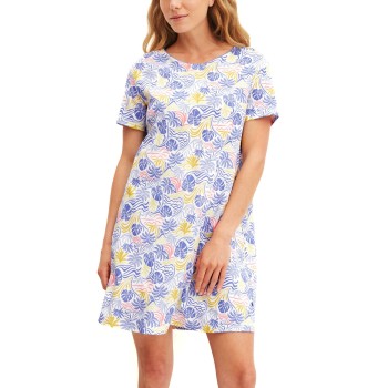 Calida Coastal Dreams Sleepshirt Hvid/Blå bomuld X-Small Dame