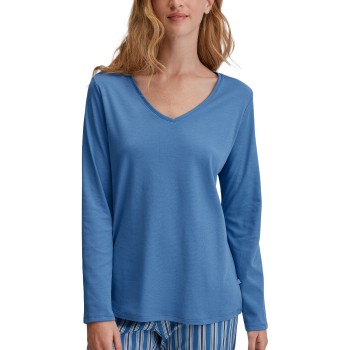 Calida Favourites Journey Long Sleeve V-neck Shirt Jeansblå bomuld Large Dame