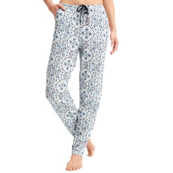 Calida Favourites Tiles Pyjama Trousers Hvid/Blå bomuld Small Dame