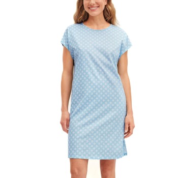 Calida Lovely Nights Short Sleeve Nightdress Blå Mønster bomuld Large Dame