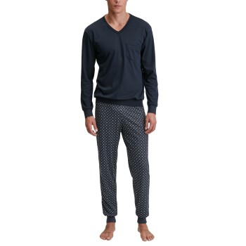 Calida Relax Streamline Pyjama With Cuff Marineblå bomuld Medium Herre