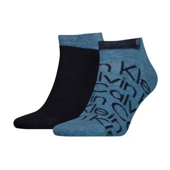 Calvin Klein Strømper 2P All Over Print Sneaker Sock Jeansblå Str 39/42 Herre