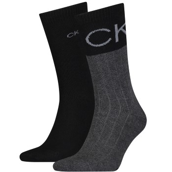 Calvin Klein Strømper 2P Colorblock Rib Socks Sort/Grå One Size Herre