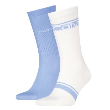Calvin Klein Strømper 2P Cotton Logo Stripe Crew Socks Lyseblå One Size Herre