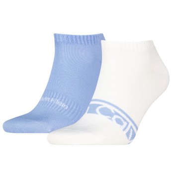 Calvin Klein Strømper 2P Cotton Logo Stripe Sneaker Socks Lyseblå One Size Herre