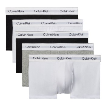 Calvin Klein 5P Cotton Stretch Solid Low Rise Trunks Sort/Hvid bomuld Large Herre