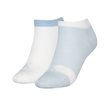 Calvin Klein Strømper 2P Glossy Sneaker Socks Hvid/Blå Str 39/42 Dame