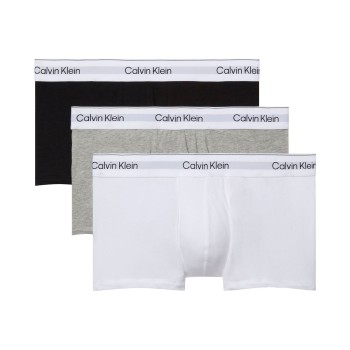 Calvin Klein 3P Icon Cotton Stretch Low Rise Trunk Hvid/Grå bomuld Small Herre