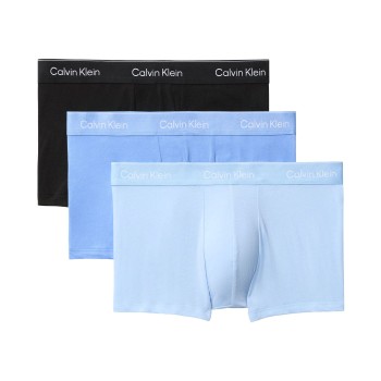 Calvin Klein 3P Icon Cotton Stretch Low Rise Trunk Sort/Blå bomuld 2XL Herre