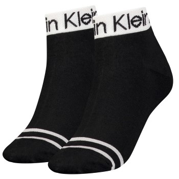 Calvin Klein Strømper 2P Logo Welt Quarter Socks Sort One Size Dame