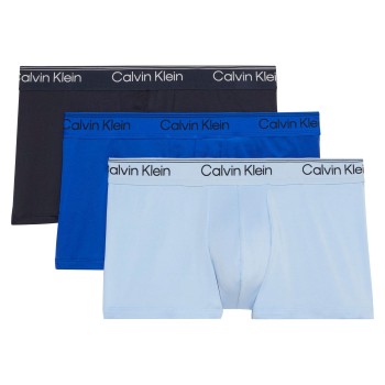 Calvin Klein 3P Microfibre Stretch Low Rise Trunks Sort/Blå polyester Large Herre