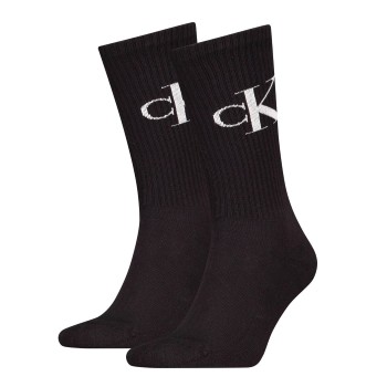 Calvin Klein Strømper 2P Monogram Crew Socks Sort Str 39/42 Herre