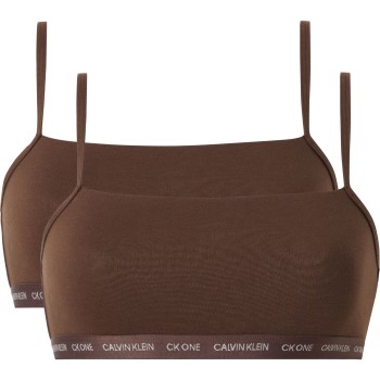 Calvin Klein BH 2P One Cotton Unlined Plus Bralette Mørkbrun  X-Large Dame