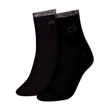 Calvin Klein Strømper 2P Shiny Logo Short Socks Sort Str 39/42 Dame