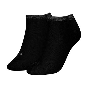 Calvin Klein Strømper 2P Shiny Logo Sneaker Socks Sort Str 35/38 Dame