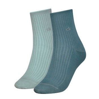 Calvin Klein Strømper 2P Short Sock Roll Top Turkise/Blå Str 35/38 Dame