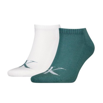Calvin Klein Strømper 2P Sneaker Monogram Socks Hvid/Blå Str 43/46 Herre