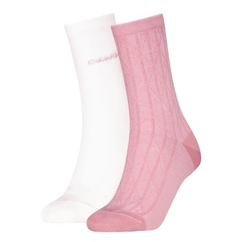 Calvin Klein Strømper 2P Soft Cotton Stretch Crew Socks Hvid/Rosa One Size Dame