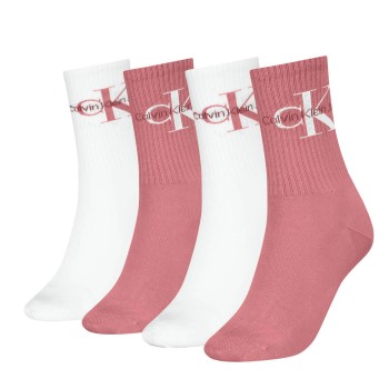 Calvin Klein Strømper 4P Women Logo Sock Gift Box Hvid/Rosa One Size Dame