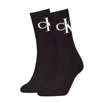 Calvin Klein Strømper 2P Women Monogram Crew Socks Sort Str 39/42 Dame