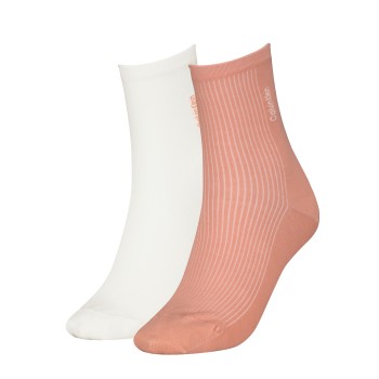 Calvin Klein Strømper 2P Women Rib Sock Hvid/Rosa One Size Dame
